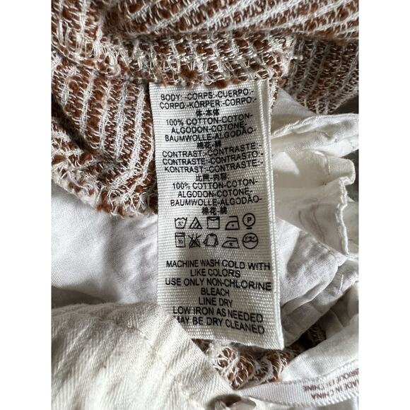 Free People Pants Womens Brown White Light at Sunrise Crop Drawstring Size 6 - Picture 4 of 11
